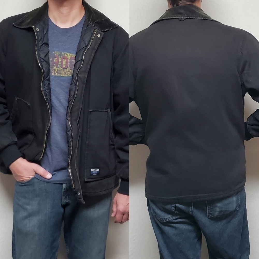 VINTAGE 90s Walls Blizzard Pruf Insulated Canvas Corduroy Black Grunge Jacket L